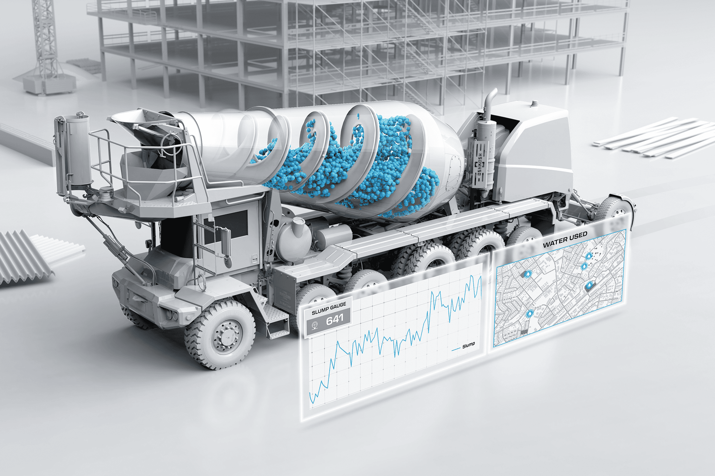 Light-toned graphic of an industrial design rendering exemplifying advanced analytics