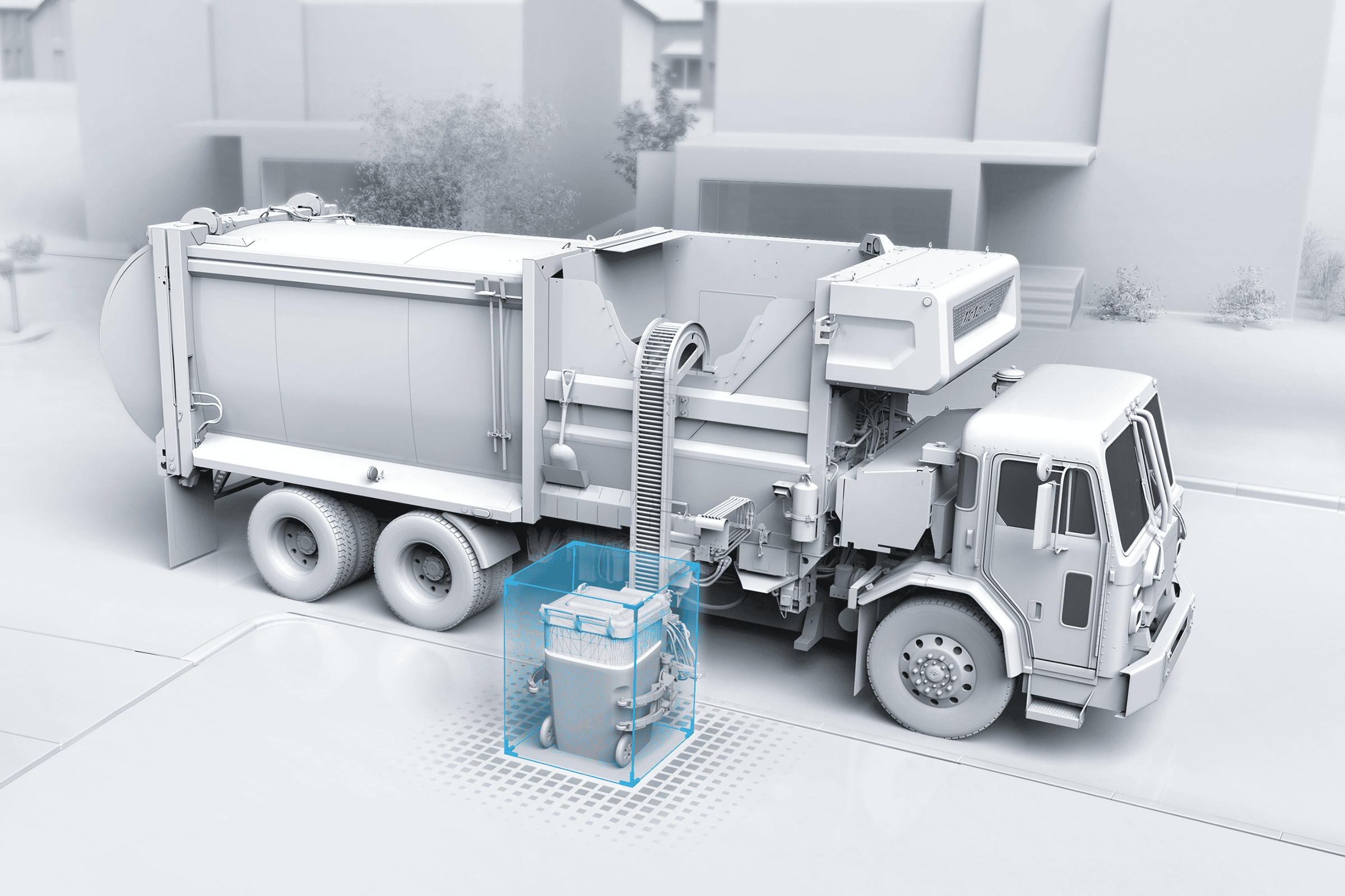 Light-toned graphic of an industrial design rendering exemplifying autonomy and active safety