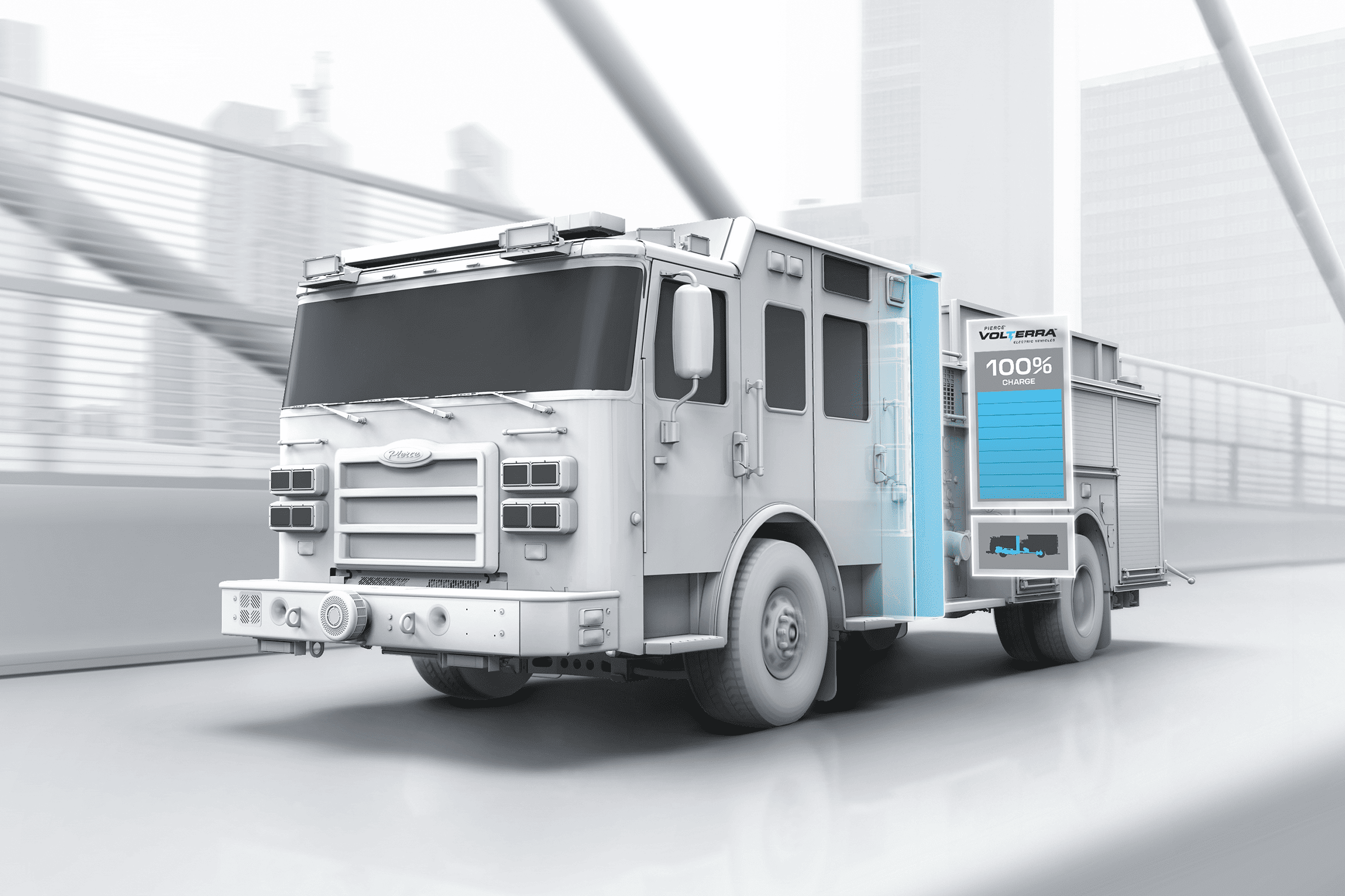 Light-toned graphic of an industrial design rendering exemplifying an electric vehicle