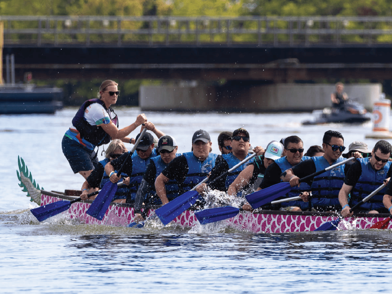 Dragonboat race in action in a body of water