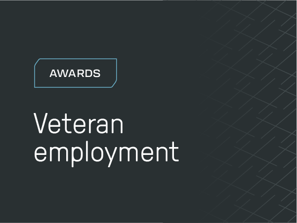 Dark steel background with white text that reads Veteran employment