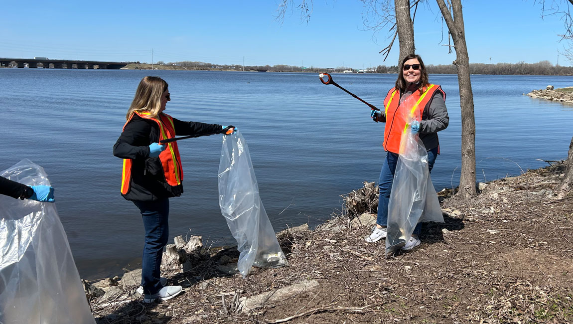 Earth day clean up in action at the Oshkosh global headquarters