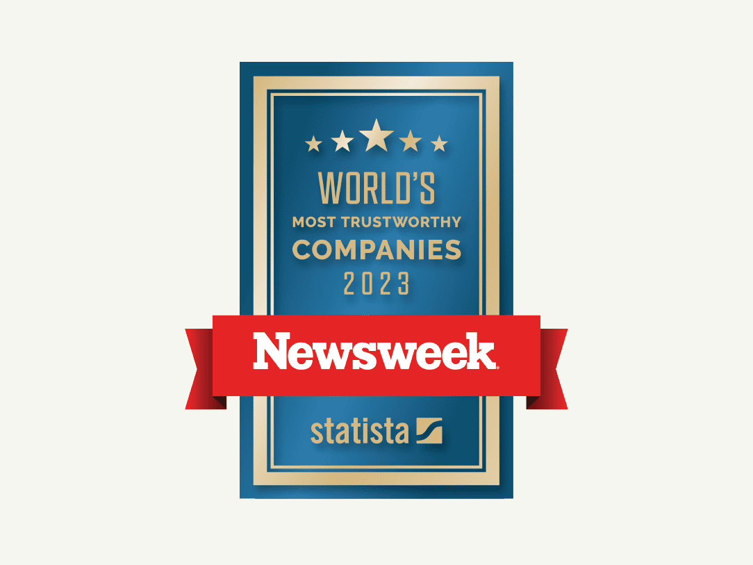Blue World's Most Trustworthy Companies 2023 award logo by Newsweek