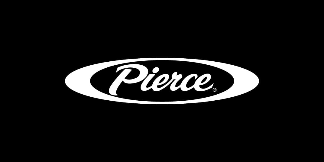Black background with white Pierce Manufacturing logo