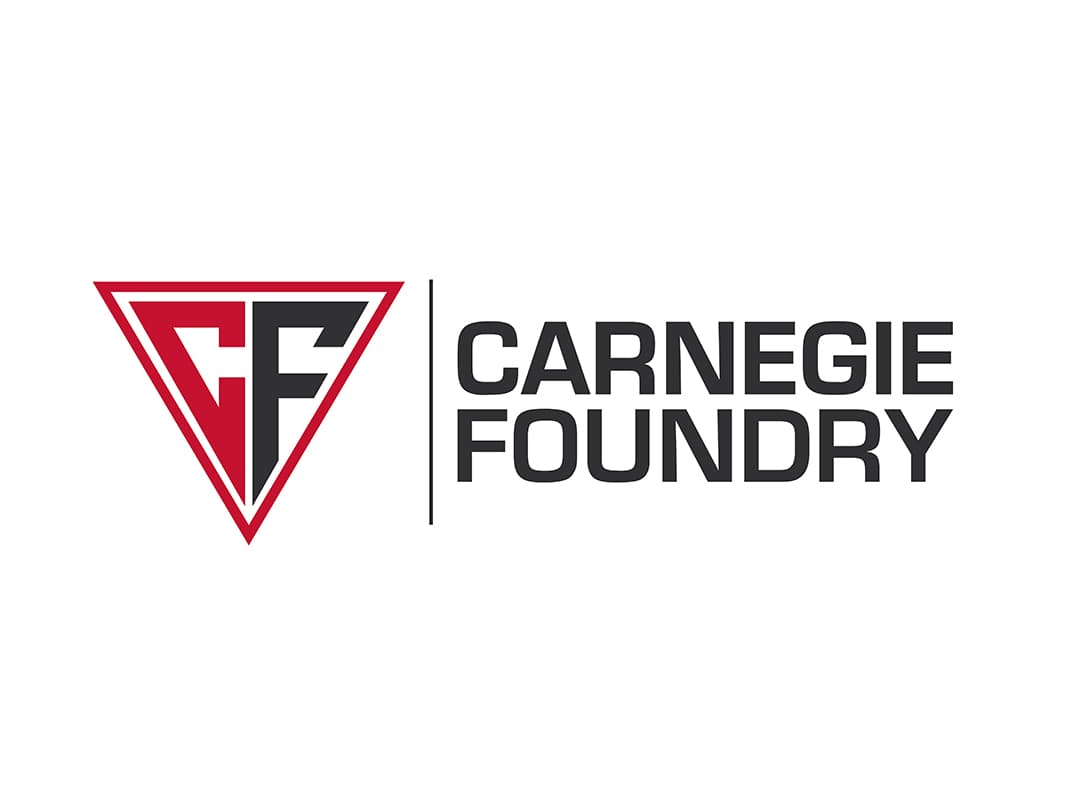 White background with red and black Carnegie Foundry logo