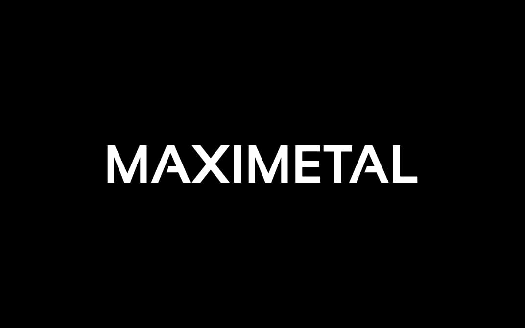 Black background with white MaxiMetal logo